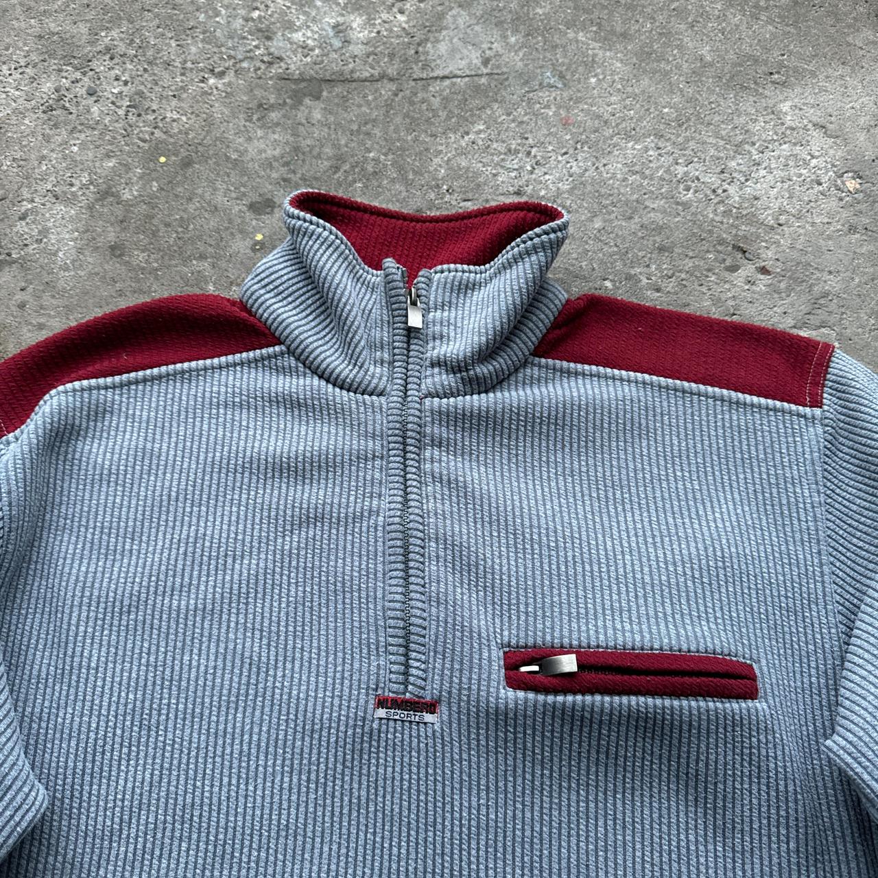 Grey and red corduroy 1/4 zip
