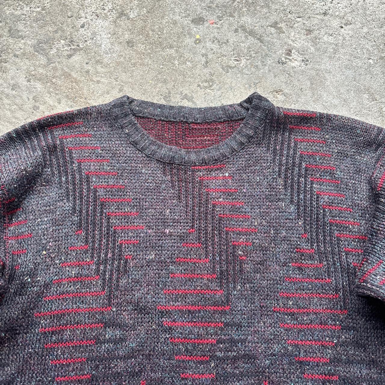 Vintage Grey and red wool knitted jumper