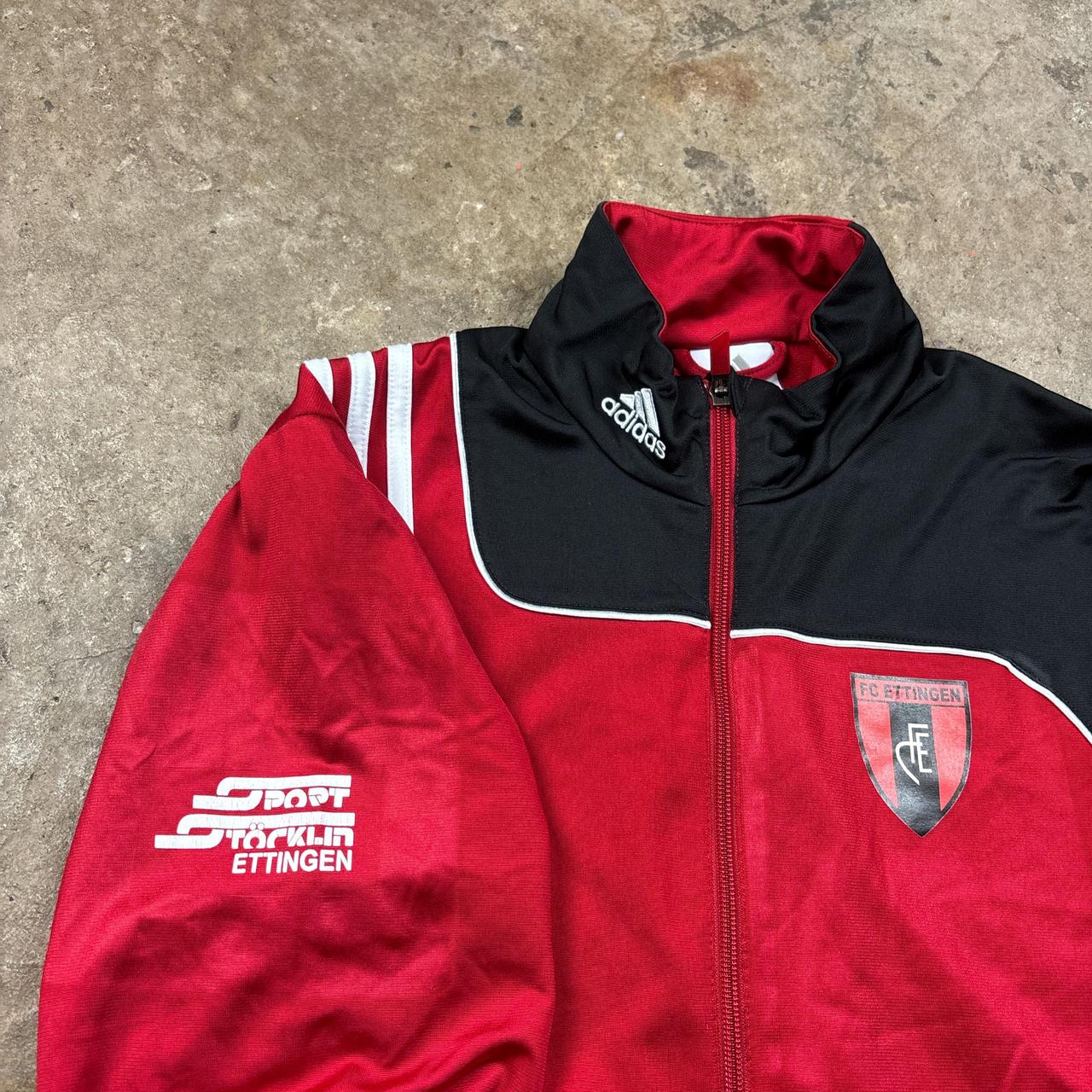00s Red and Black Adidas FC Ettigen track jacket