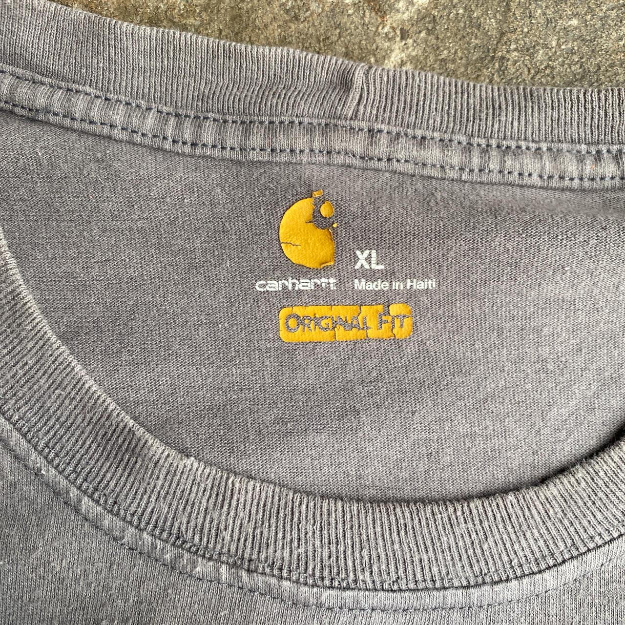 Grey Carhartt Long-Sleeve Single Pocket T-Shirt - XL