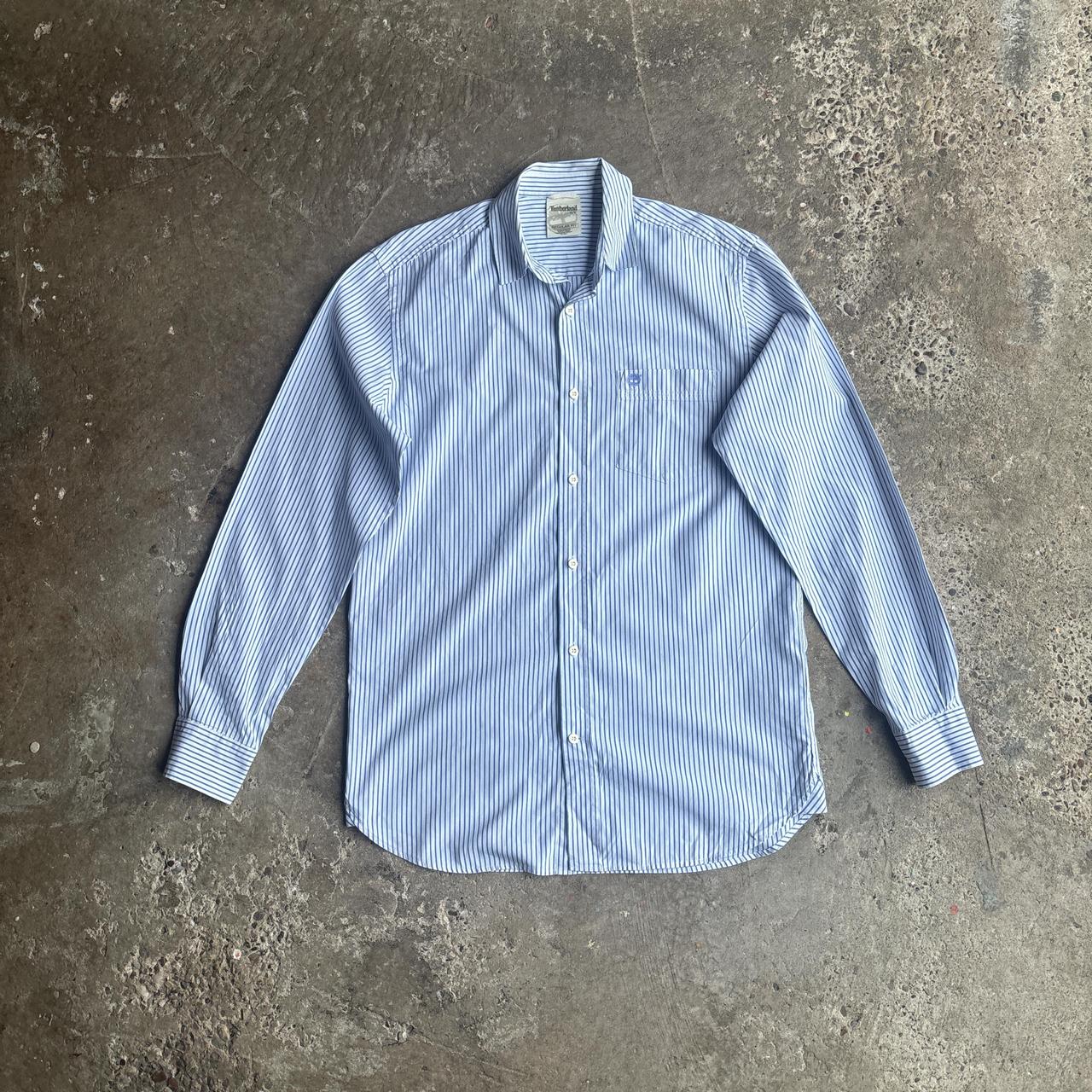 Blue & White Striped Timberland Shirt - S