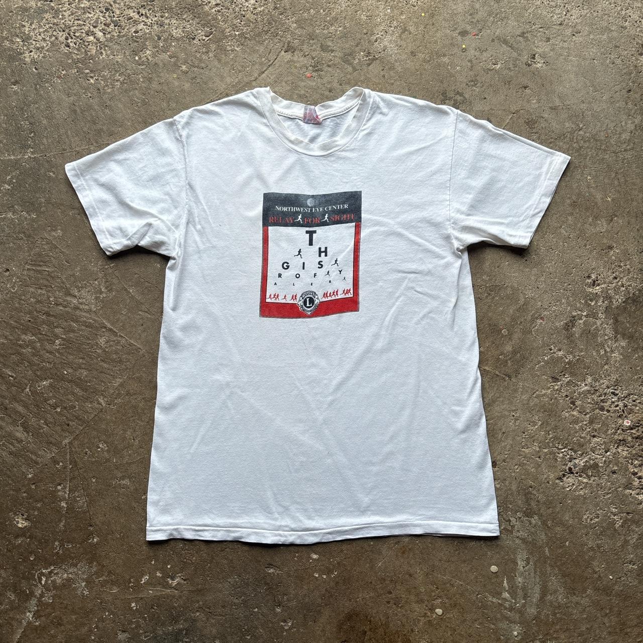 Vintage white graphic tee with Lions print - L