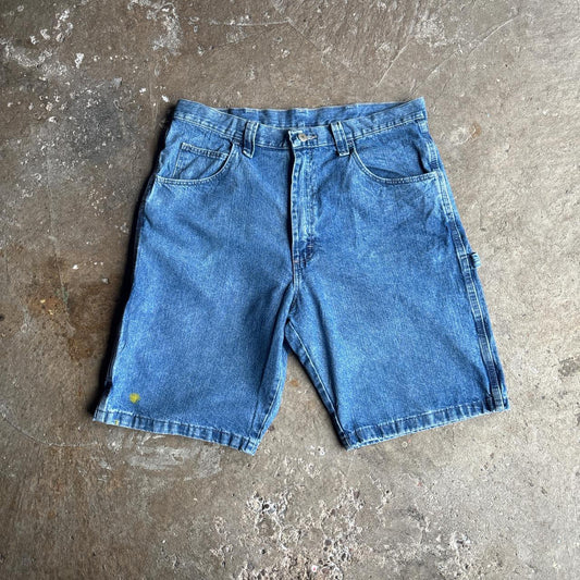 Blue Denim Wrangler Carpenter Jean Shorts - W34