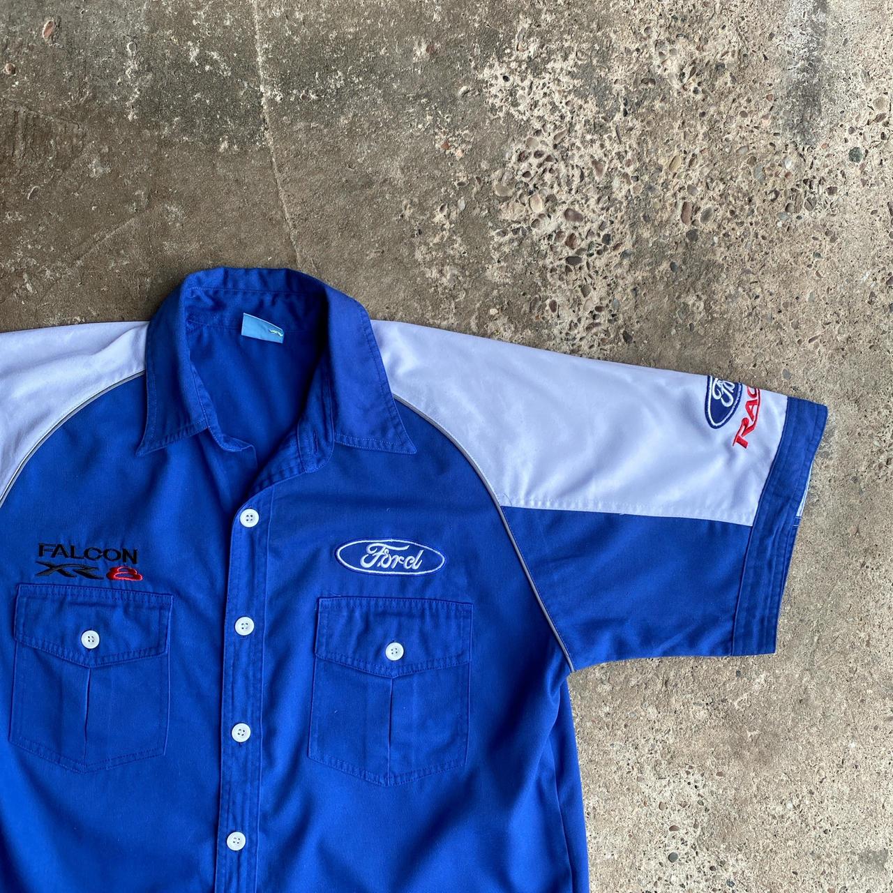 Blue & White Ford Racing Short Sleeve Shirt - L