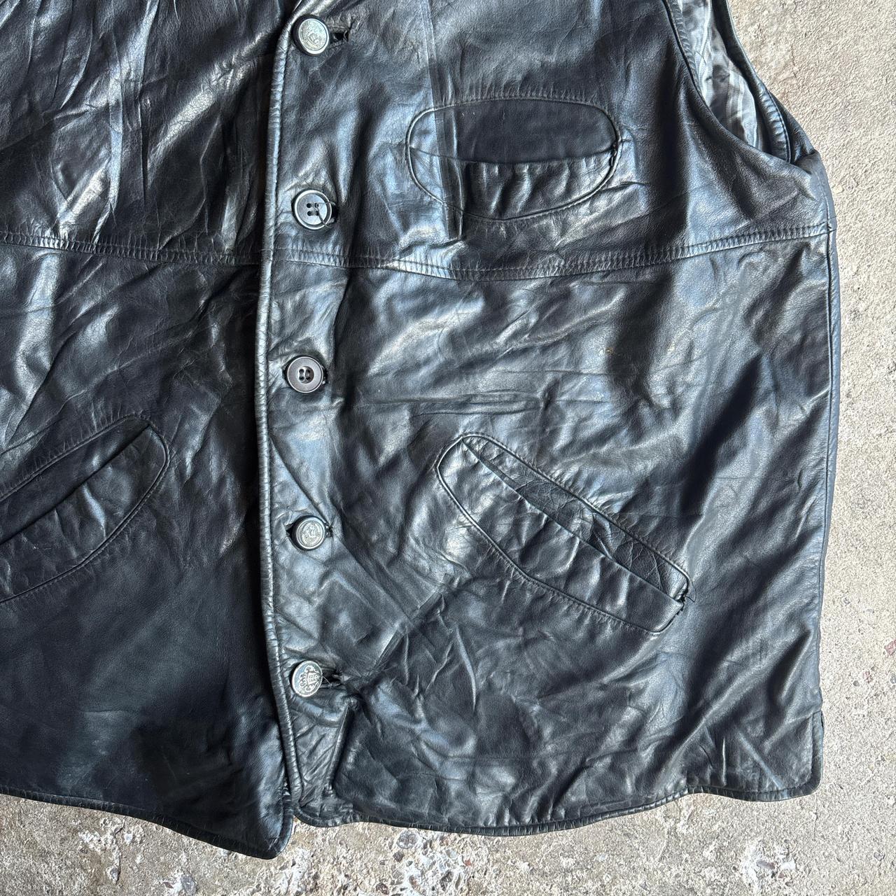 Black Faux Leather ‘Paolo Negrato’ Button Up Vest