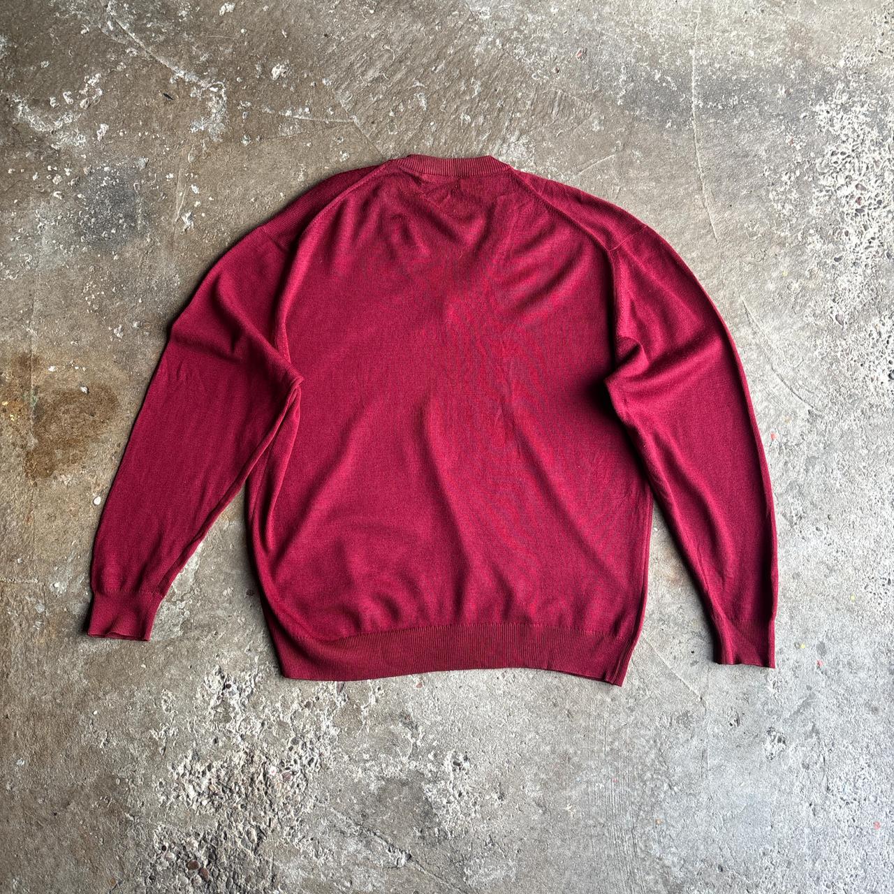 Burgundy Lacoste V-Neck Jumper - XL