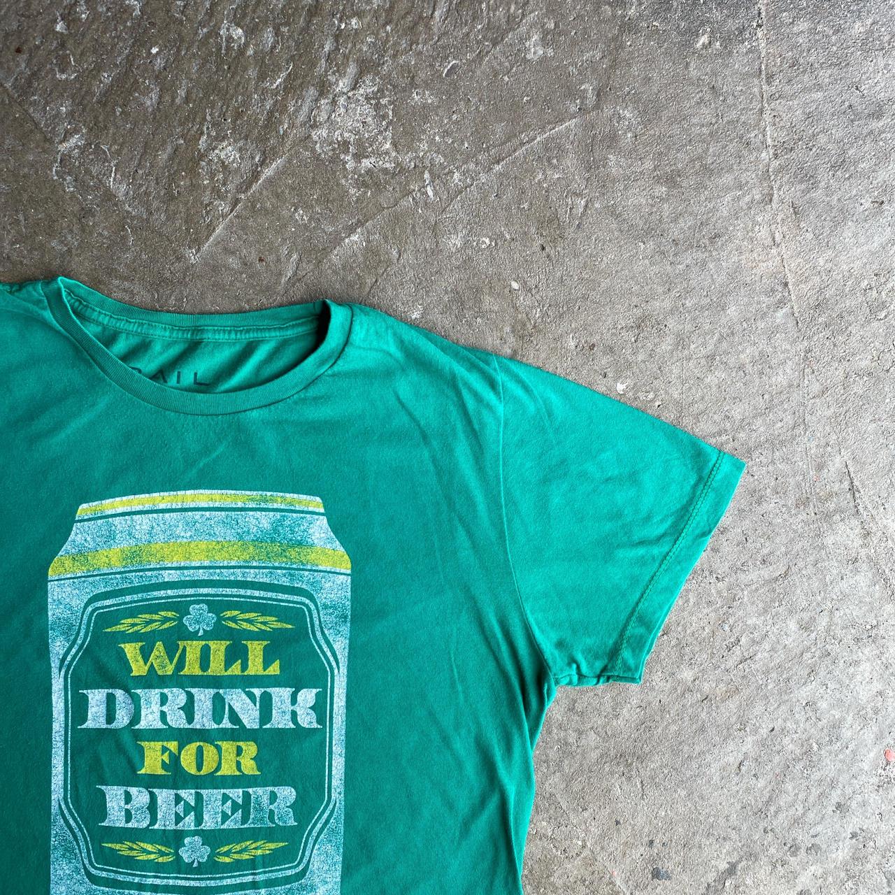 Funny Graphic Green Beer T-Shirt - M