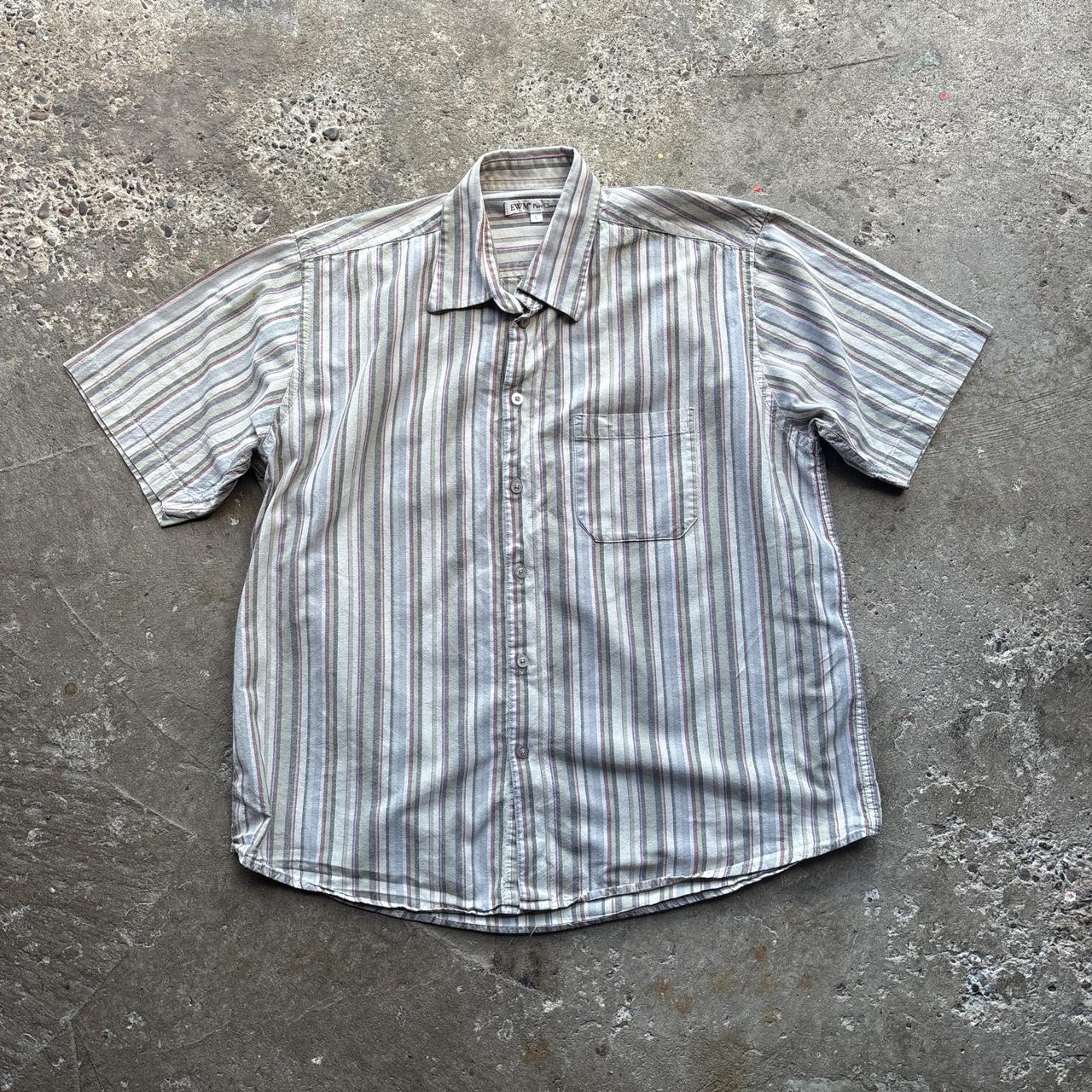 Vintage Cream striped short-sleeved shirt - L