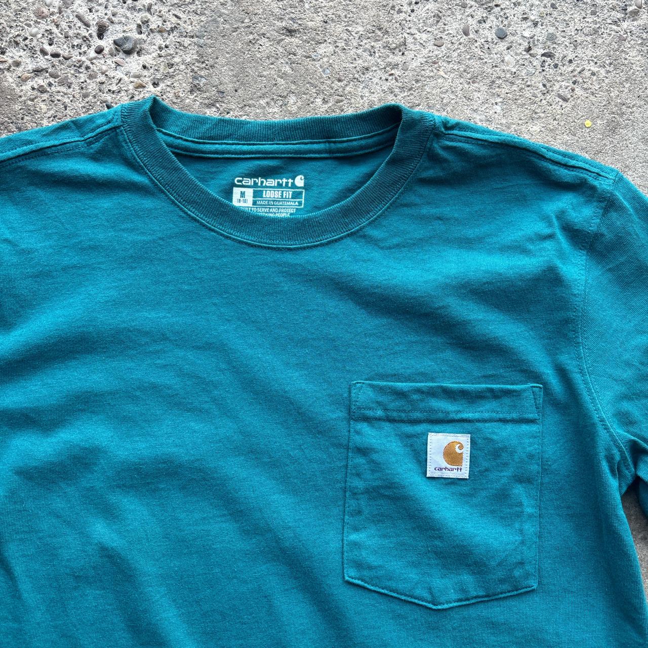 Turquoise Carhartt single pocket tee - M