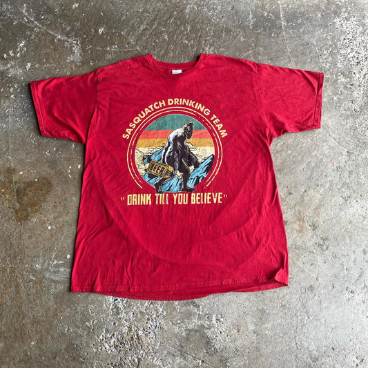Red Graphic “Drink till you believe” T-Shirt - 3XL