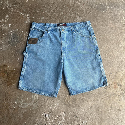 Blue Denim Wrangler Carpenter Jean Shorts - W40