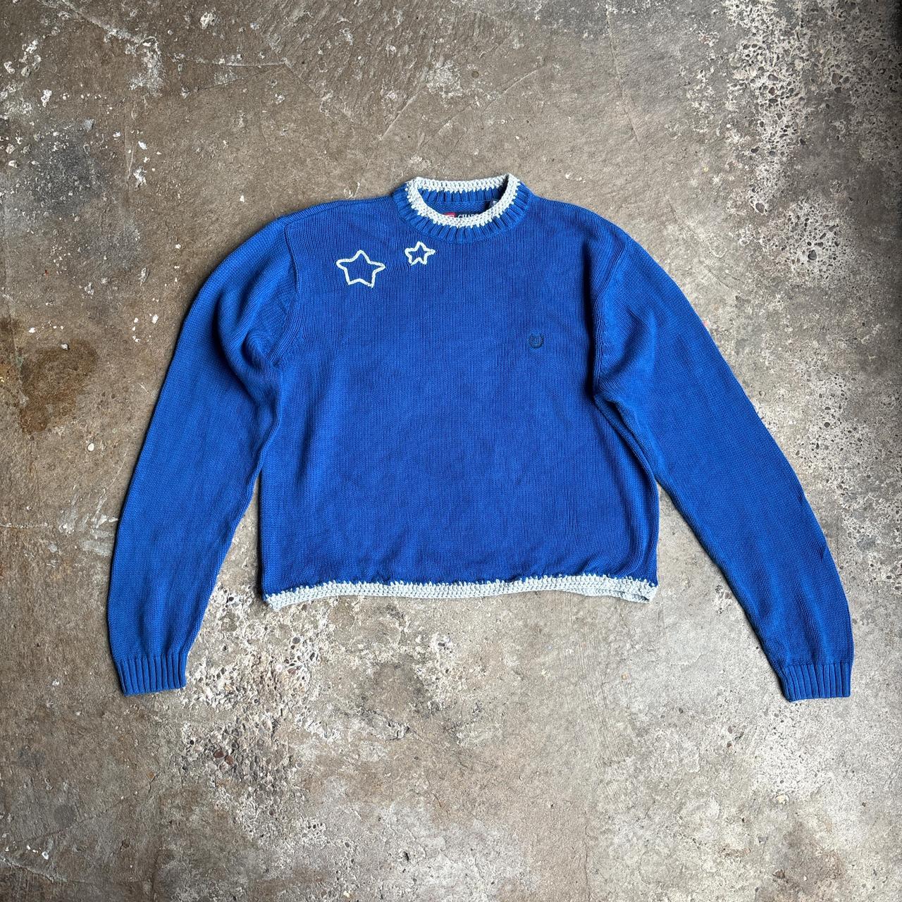Blue Vintage Chaps Customised Knit Sweater - L