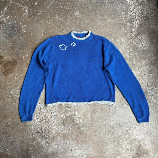 Blue Vintage Chaps Customised Knit Sweater - L
