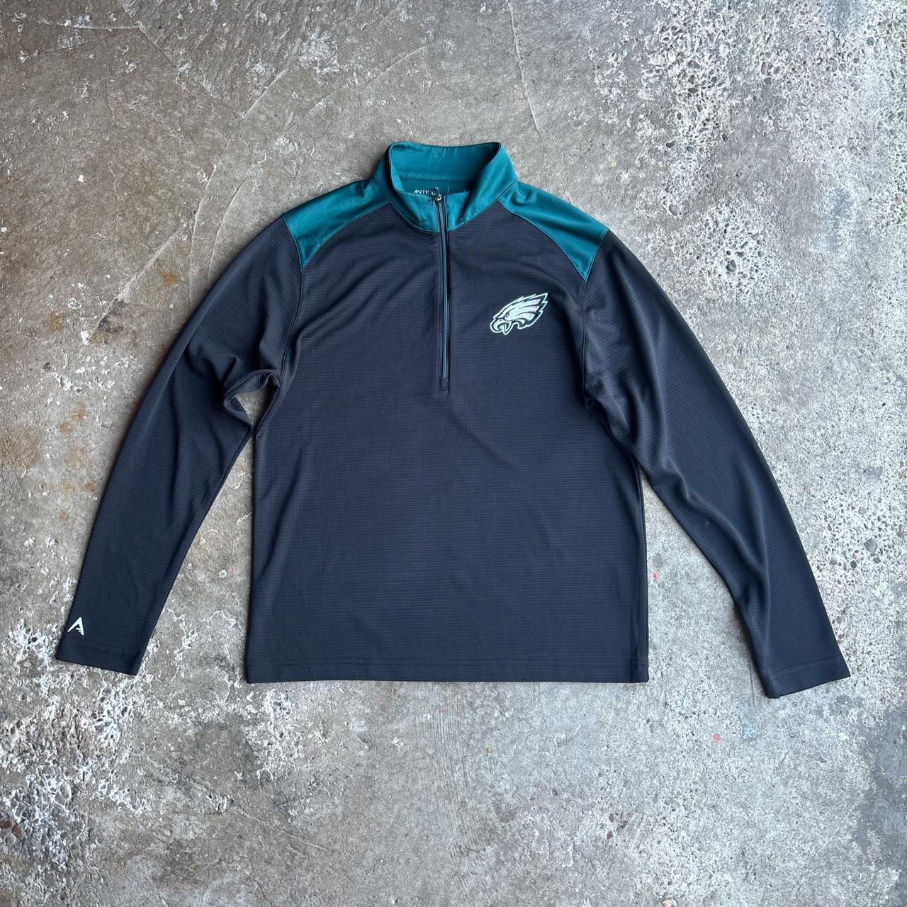 Black Philadelphia Eagles Antigua Quarter Zip Pullover