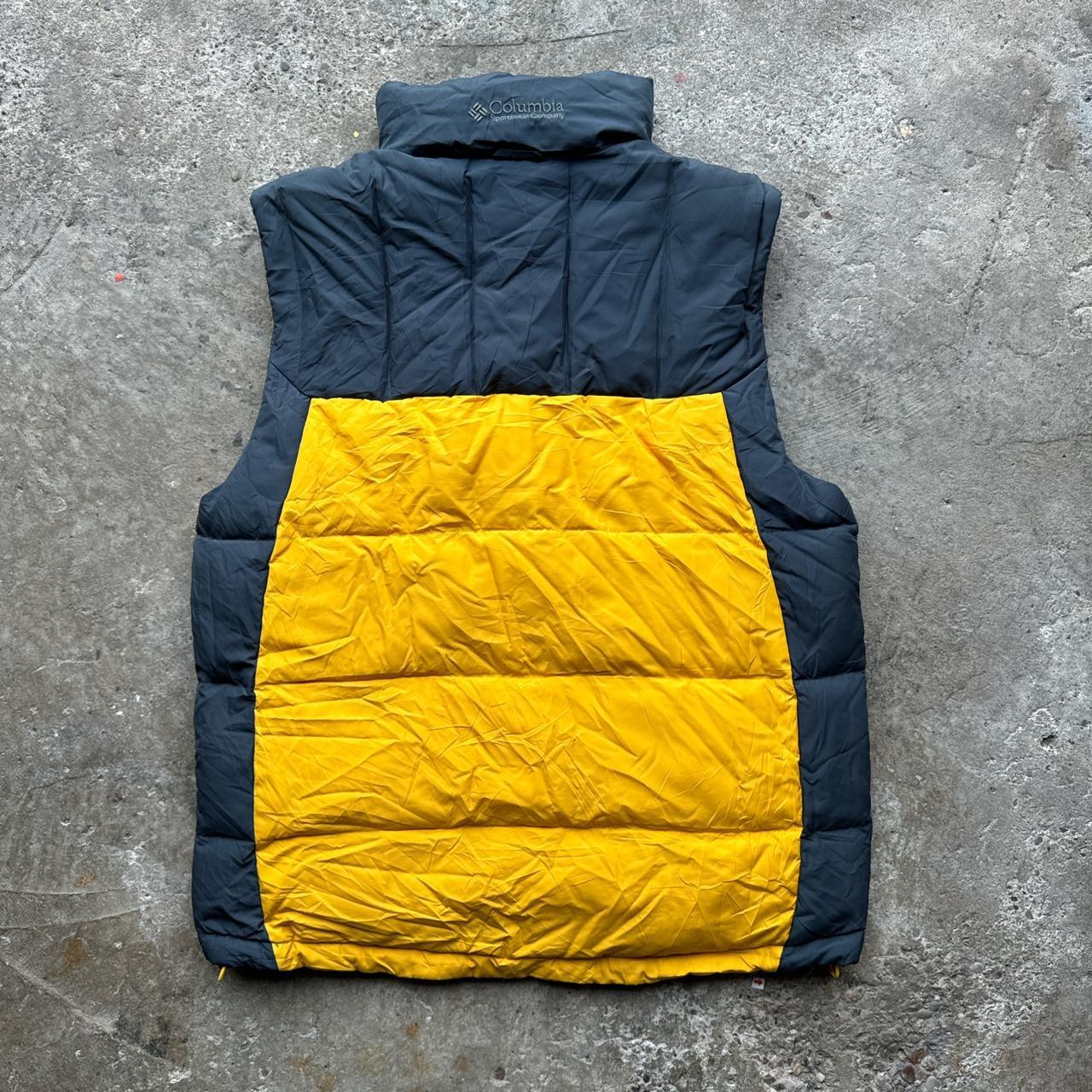 Navy and yellow Columbia puffer gilet