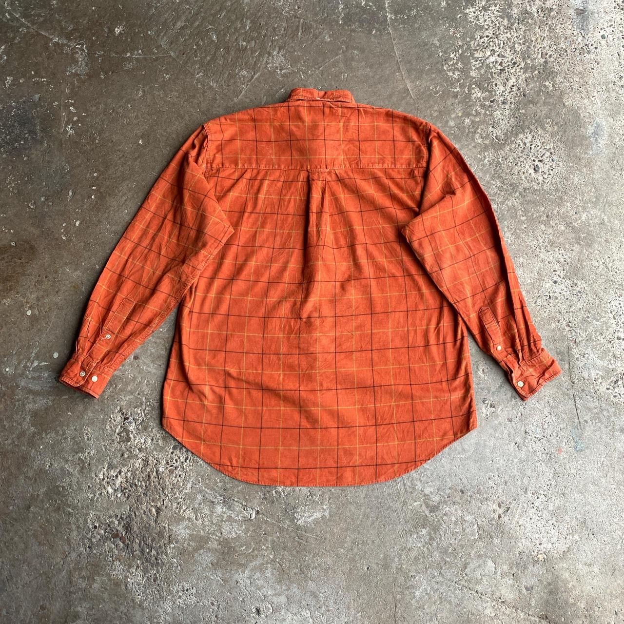 Orange Corduroy Plaid Button Up Shirt - M