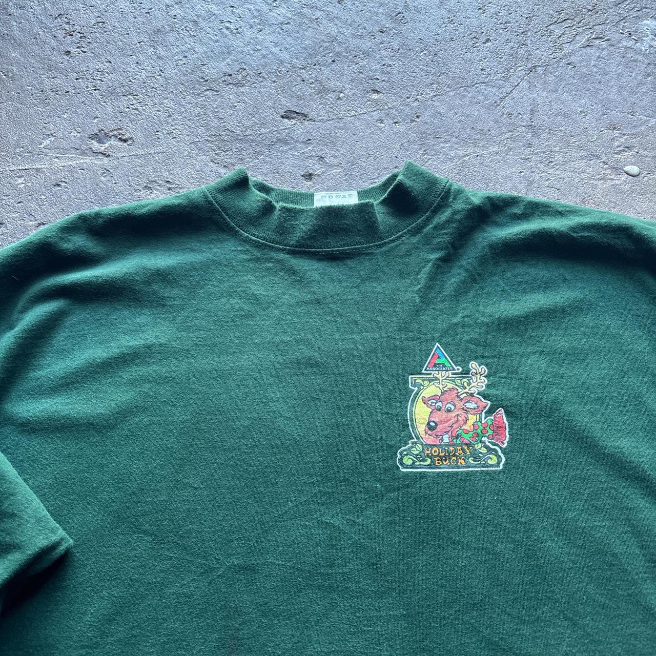 Vintage Green long sleep top with ‘Holiday Buck’ graphic - XL