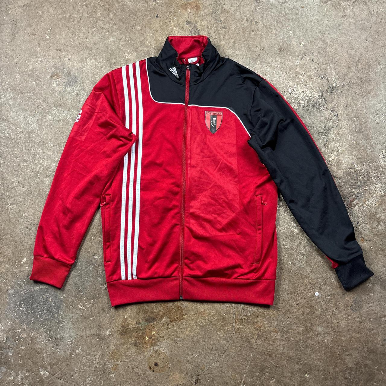 00s Red and Black Adidas FC Ettigen track jacket