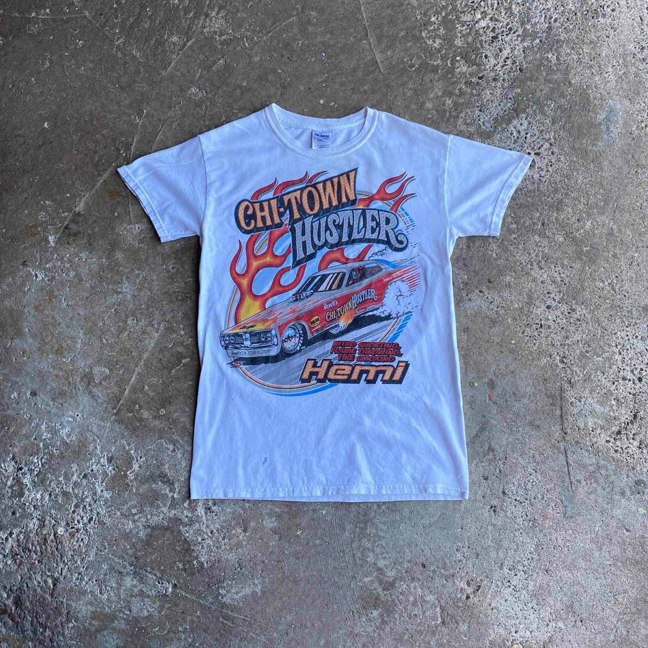 White Graphic Car Racing T-Shirt - S