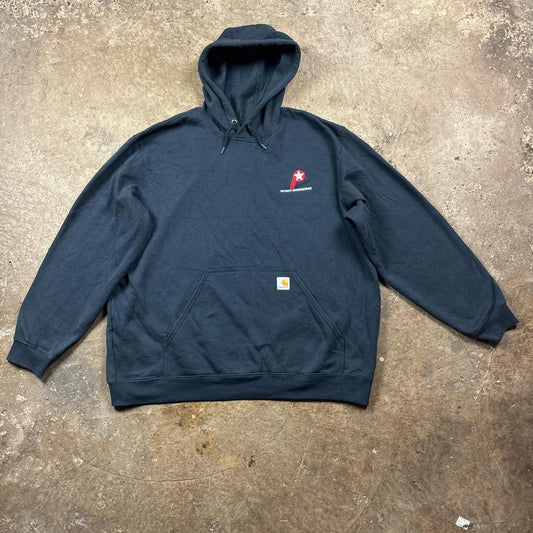 Navy Carhartt hoody with embroidered logo