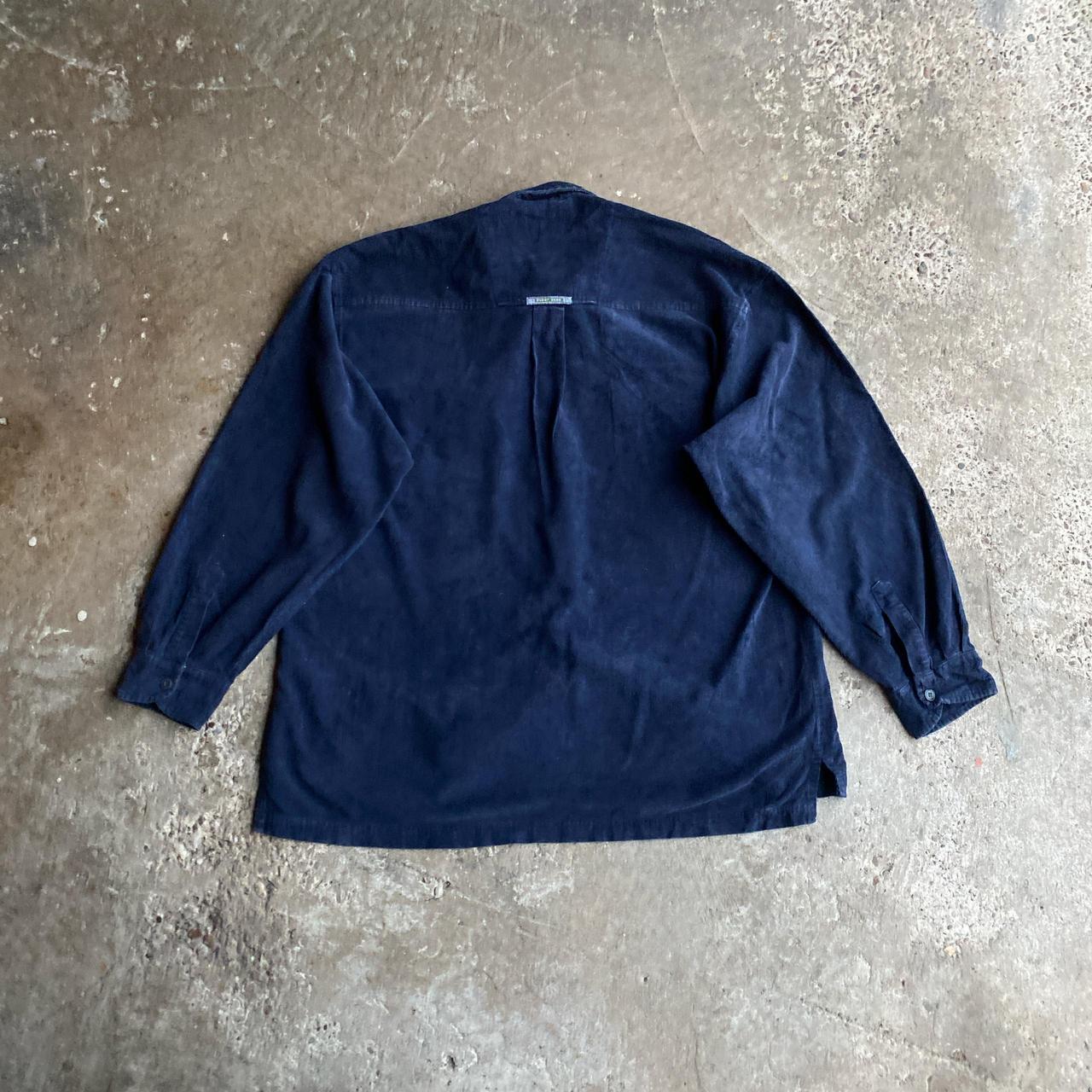 Navy Blue Corduroy Point Zero Long Sleeve Shirt - L