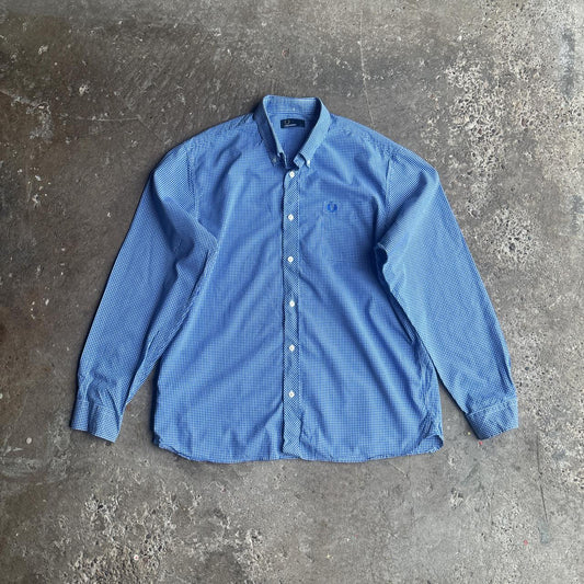 Blue Fred Perry Gingham Oxford Shirt - XL