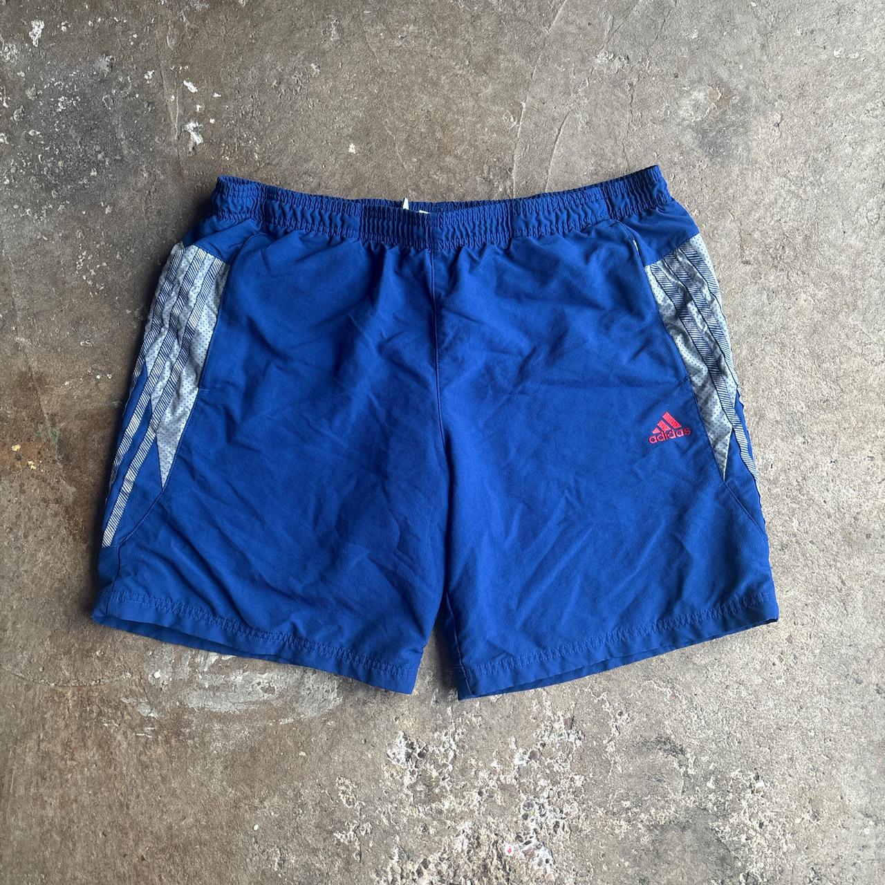 Blue & Grey Adidas 3 Stripe Sports Shorts