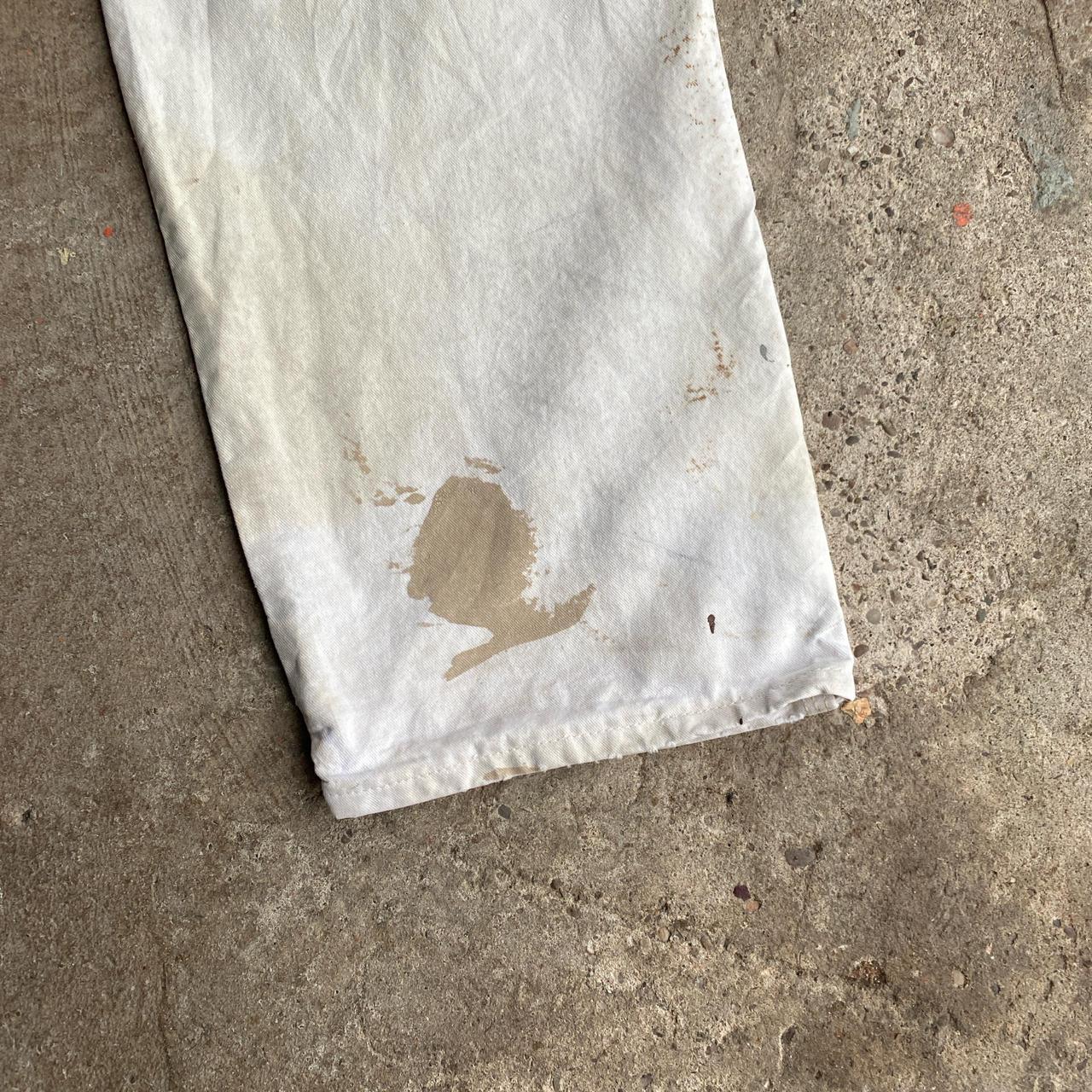 White Distressed Dickies Double Knee Carpenter Pants - W36