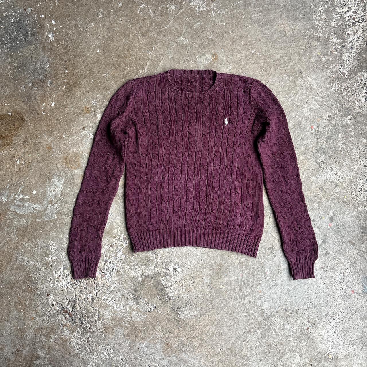 Burgundy Polo Ralph Lauren Cable Knit Sweater - L (women’s)