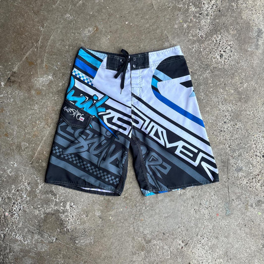 Black/White Quiksilver Patterned Board Shorts - 32
