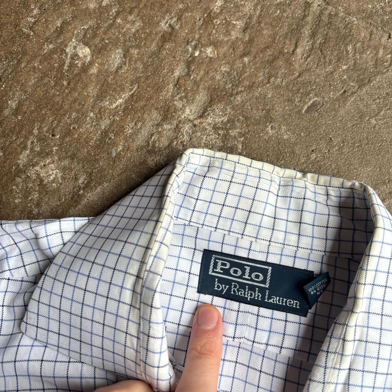 White & Blue Checkered Polo Ralph Lauren Long-Sleeve Shirt -  XL