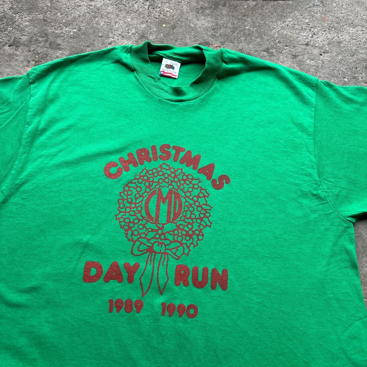 80s Green graphic single stitch tee with ‘Christmas Day Run’ print