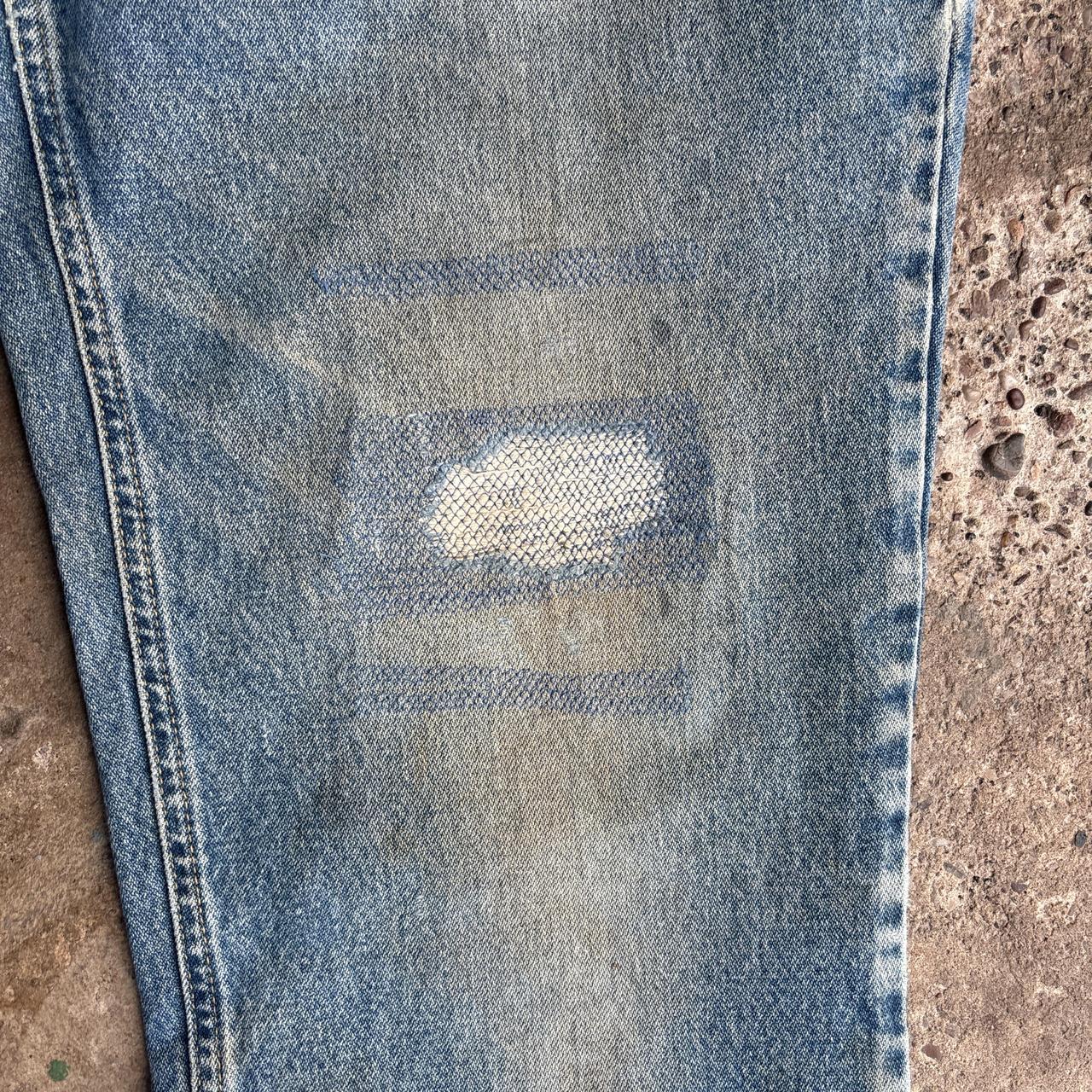 Blue Denim Repaired Carhartt Jeans - 36