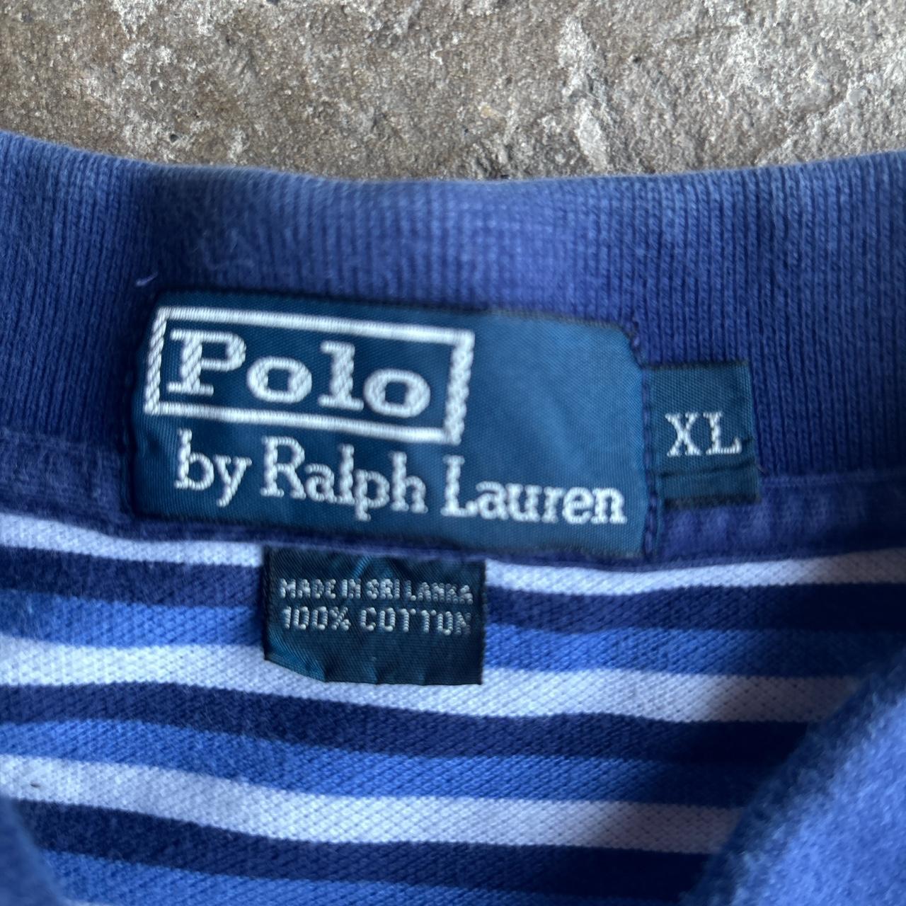Navy & White Striped Ralph Lauren Polo Shirt