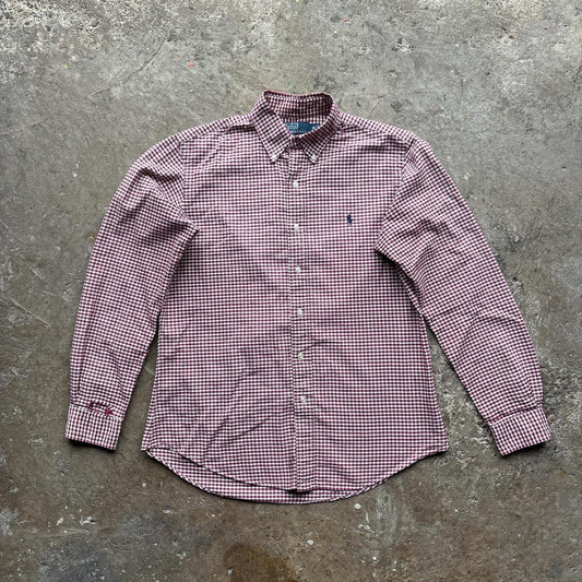 Burgundy and white Polo Ralph Lauren shirt