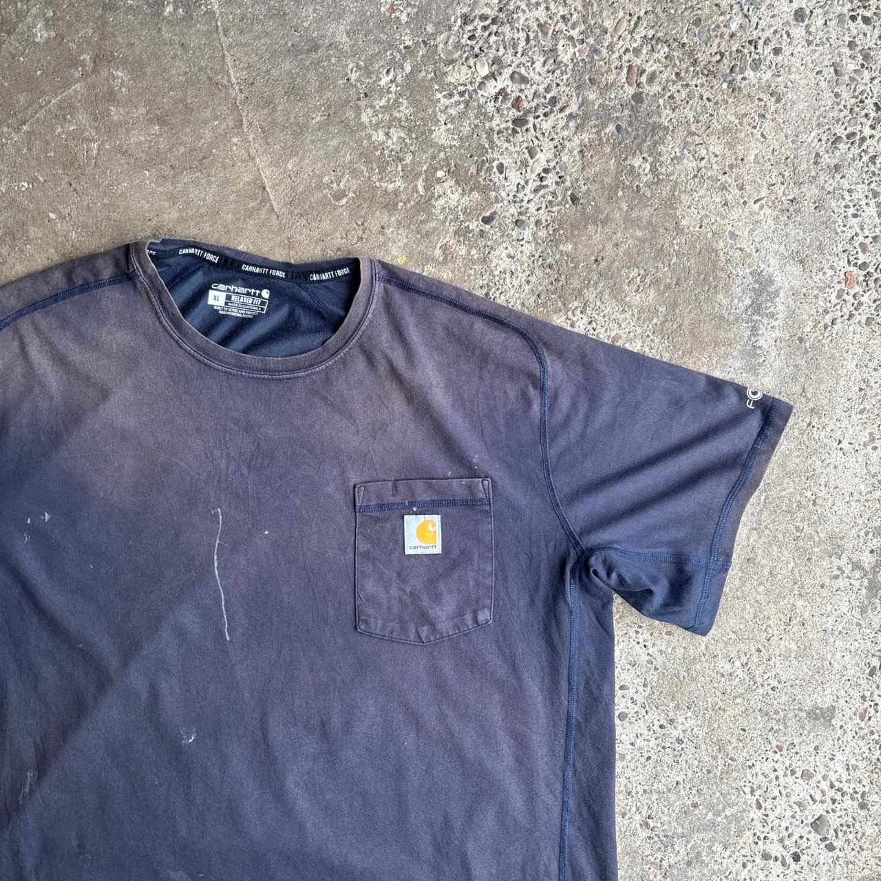 Sun Stained Navy Carhartt Distressed Single Pocket T-Shirt - XL