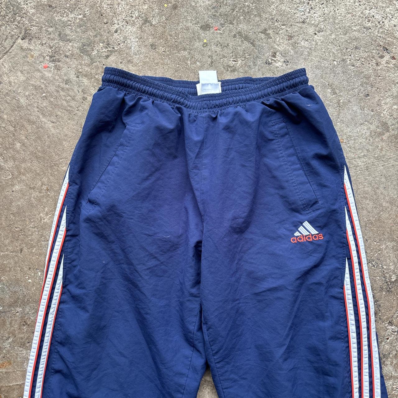 00s navy Adidas track pants with embroidered logo
