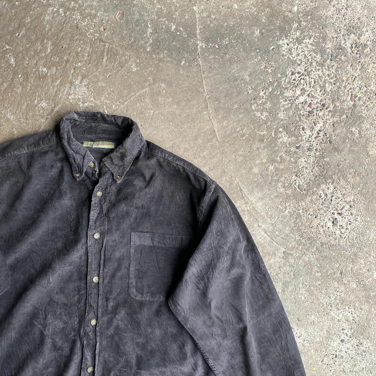 Dark Grey Corduroy Button Up Long Sleeve Shirt - XL