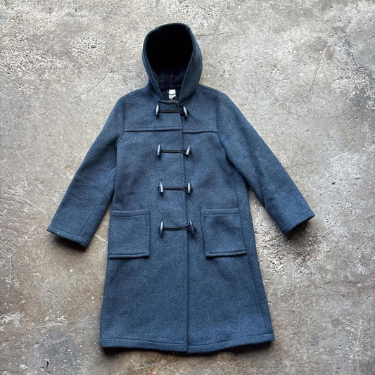 Vintage Blue wool Duffle Coat with flannel lining