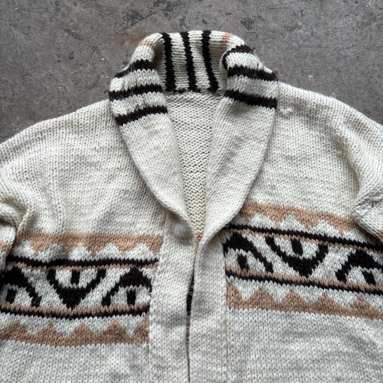 Cream 100% wool hand knit cardigan