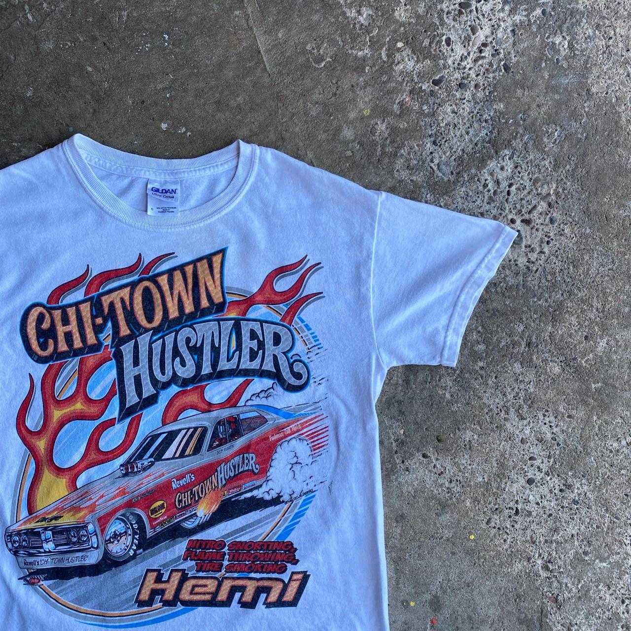 White Graphic Car Racing T-Shirt - S