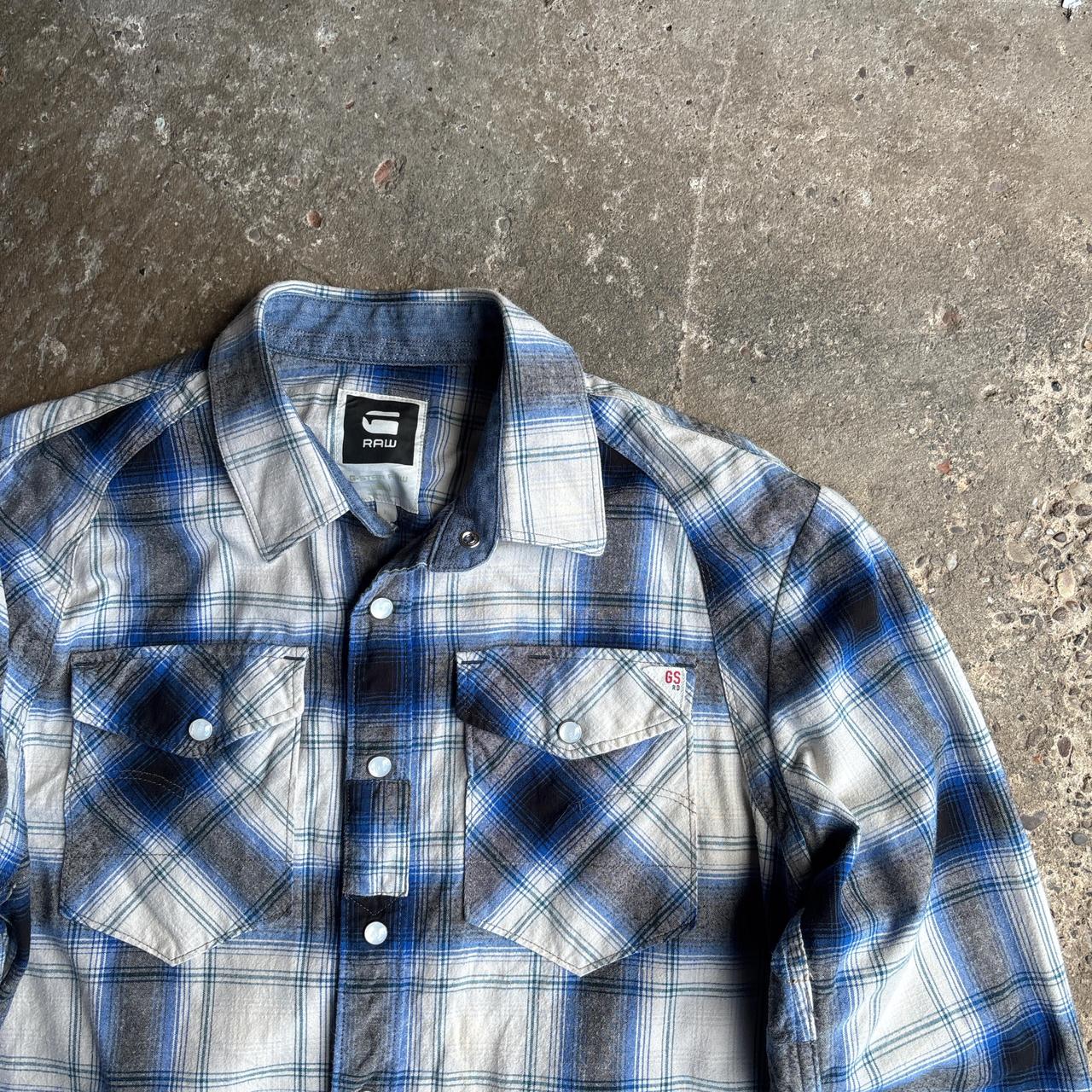 Blue Checkered G-STAR RAW Long Sleeve Shirt