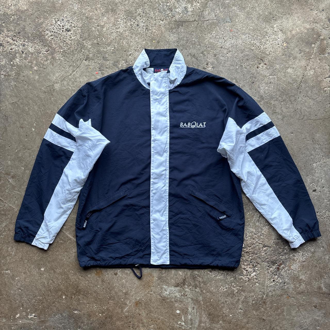 Vintage navy and white Babolat track jacket