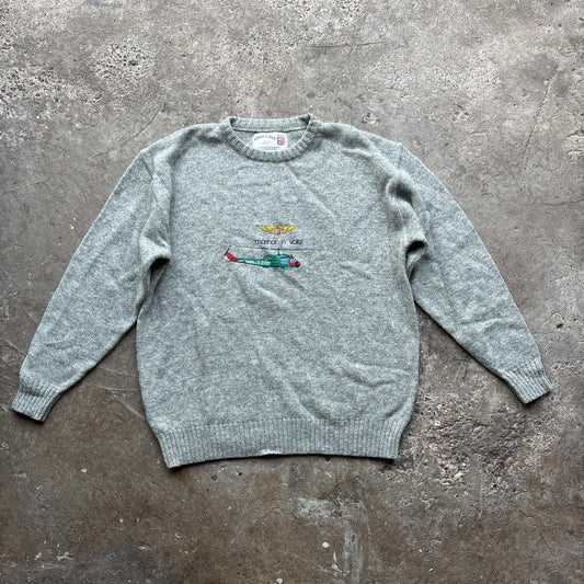 Grey Armata Di Mare 100% wool knitted sweater with embroidered logo