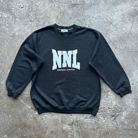 Vintage 90's Naf Naf Black and White Crew Neck Spellout Sweatshirt