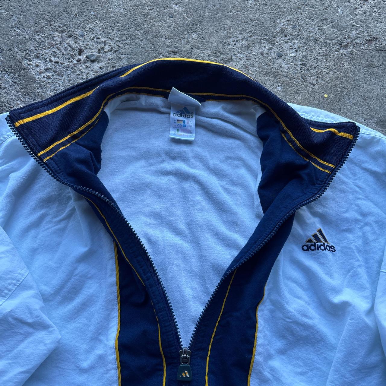 00s White and navy Adidas Track Jacket - M
