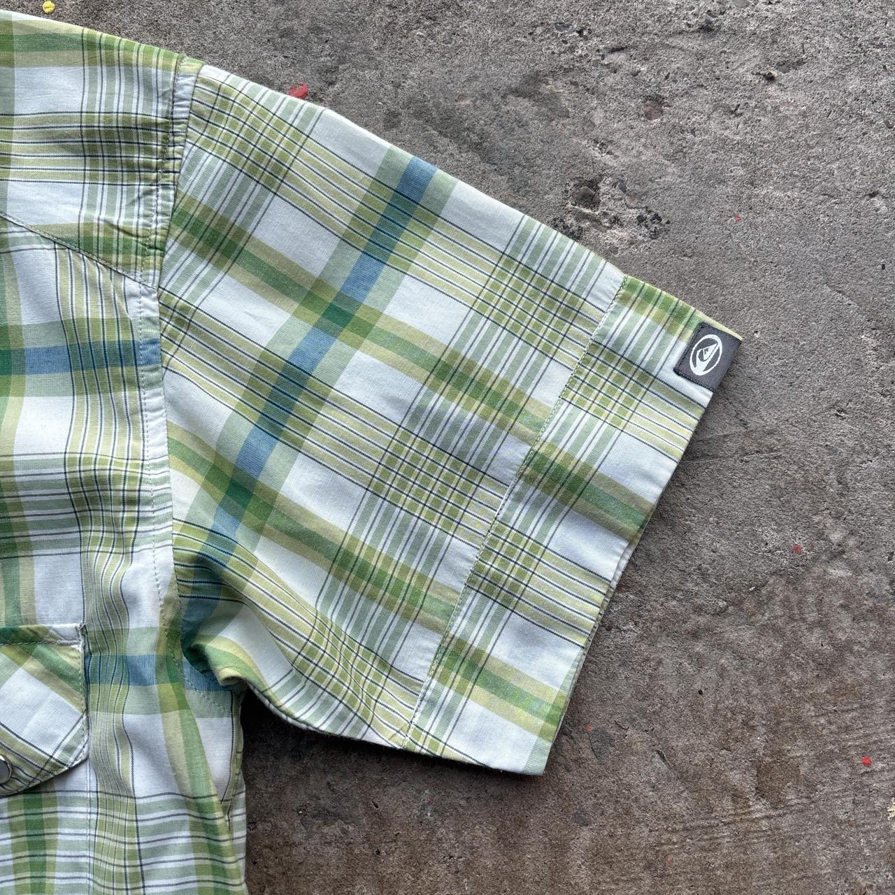 00s Green Quiksilver chequered shirt - S