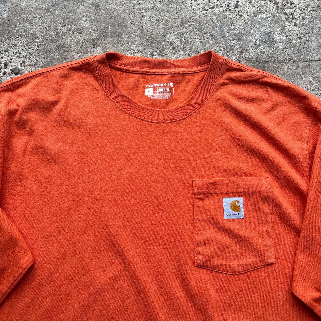 Orange Carhartt single pocket long sleeve top - XL