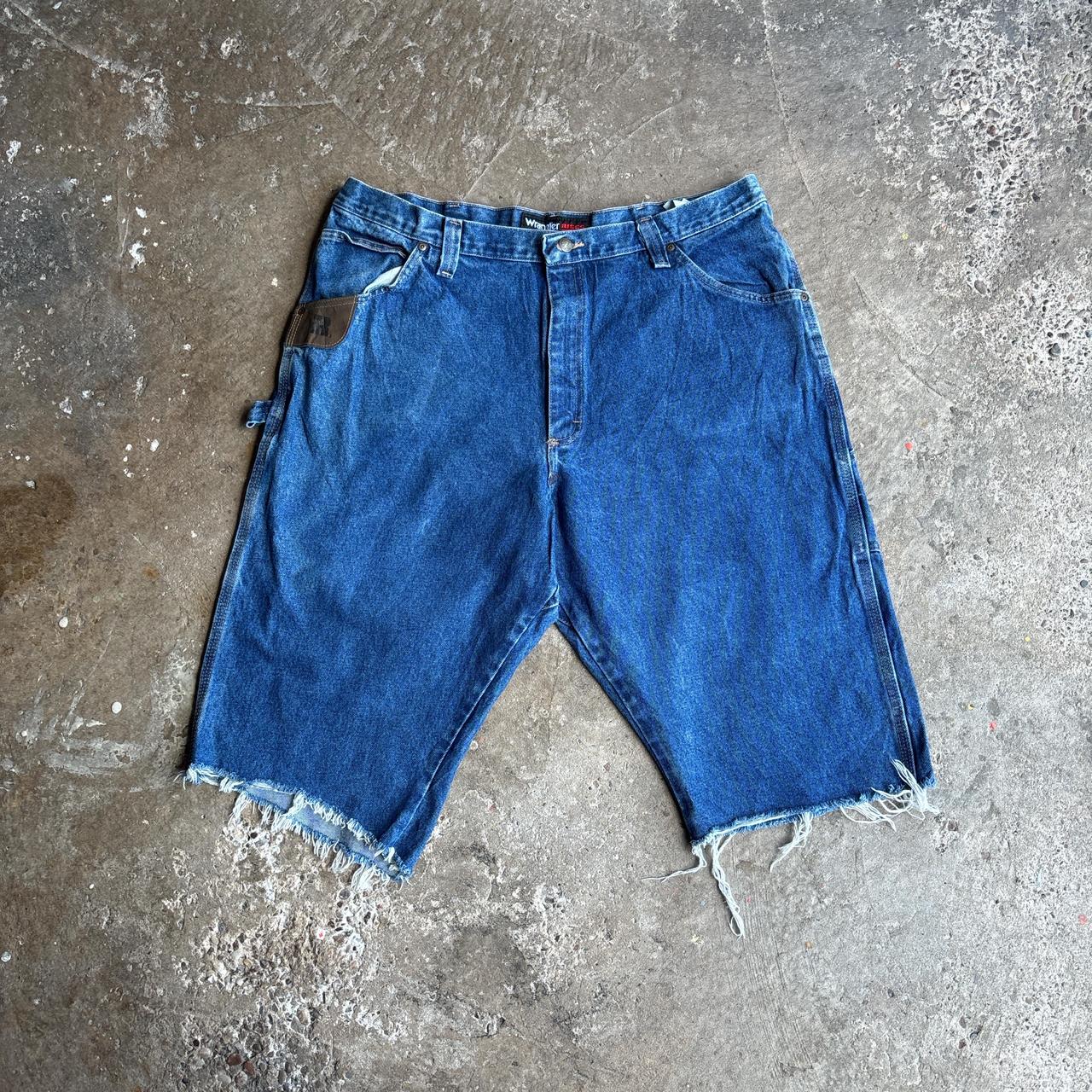 Blue Denim Wrangler ‘Riggs Workwear’ Cut Carpenter Jean Shorts