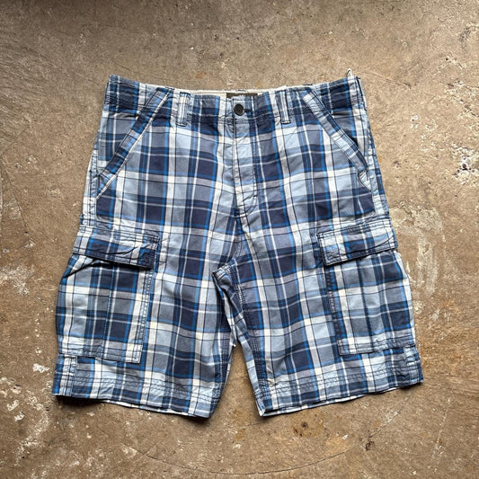 Blue chequered Timberland cargo shorts